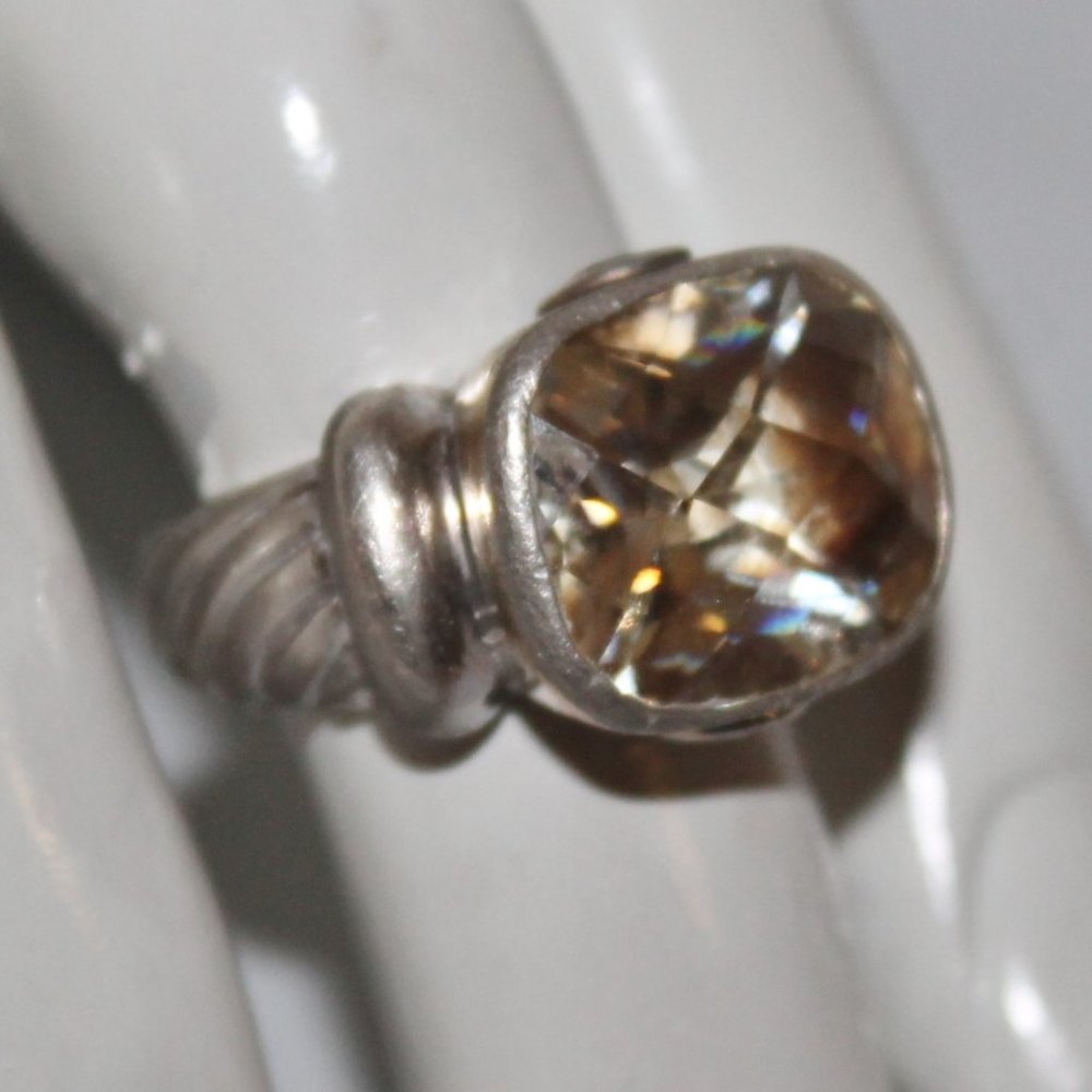 2 Tone 925 Sterling Silver Noblesse Cable Band Ring w Stones - Picture 2 of 15